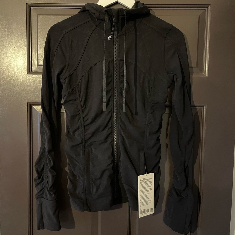 Lululemon Hooded Define Ruched Jacket Nulu Black NWOT.